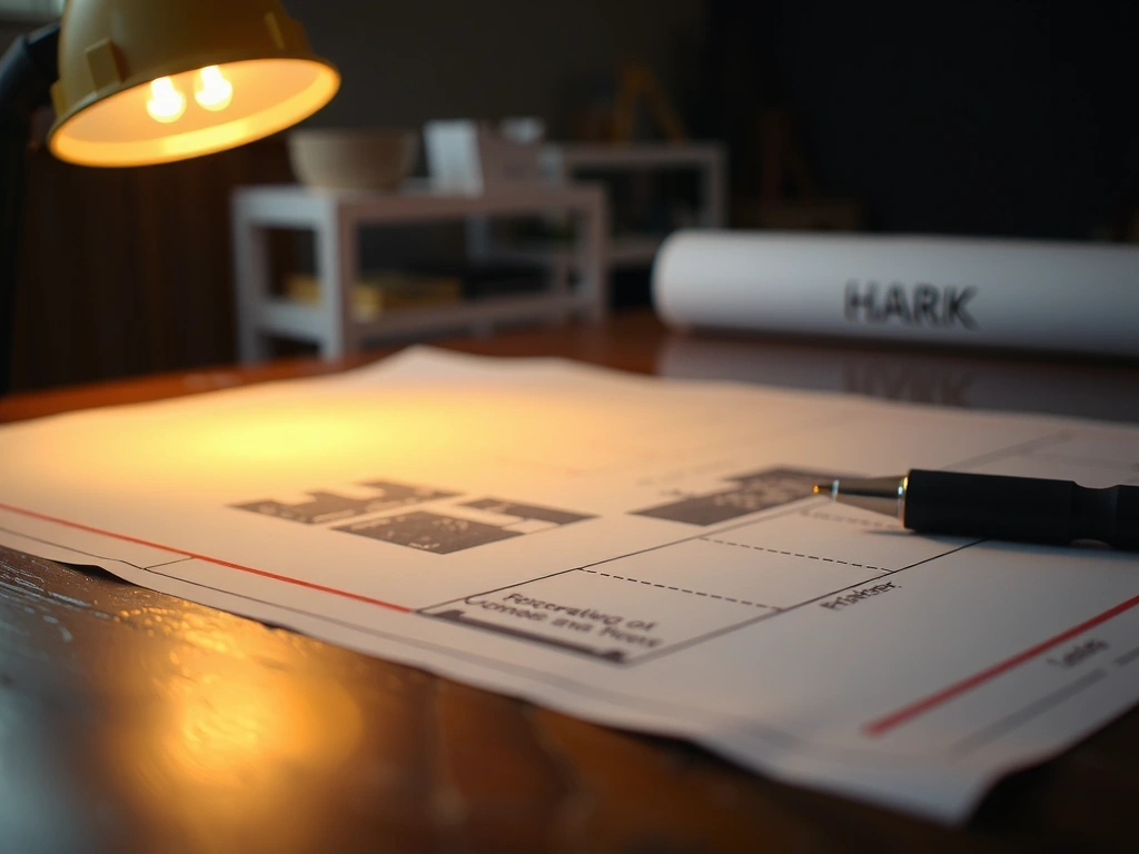 Plano técnico con iluminación de obra