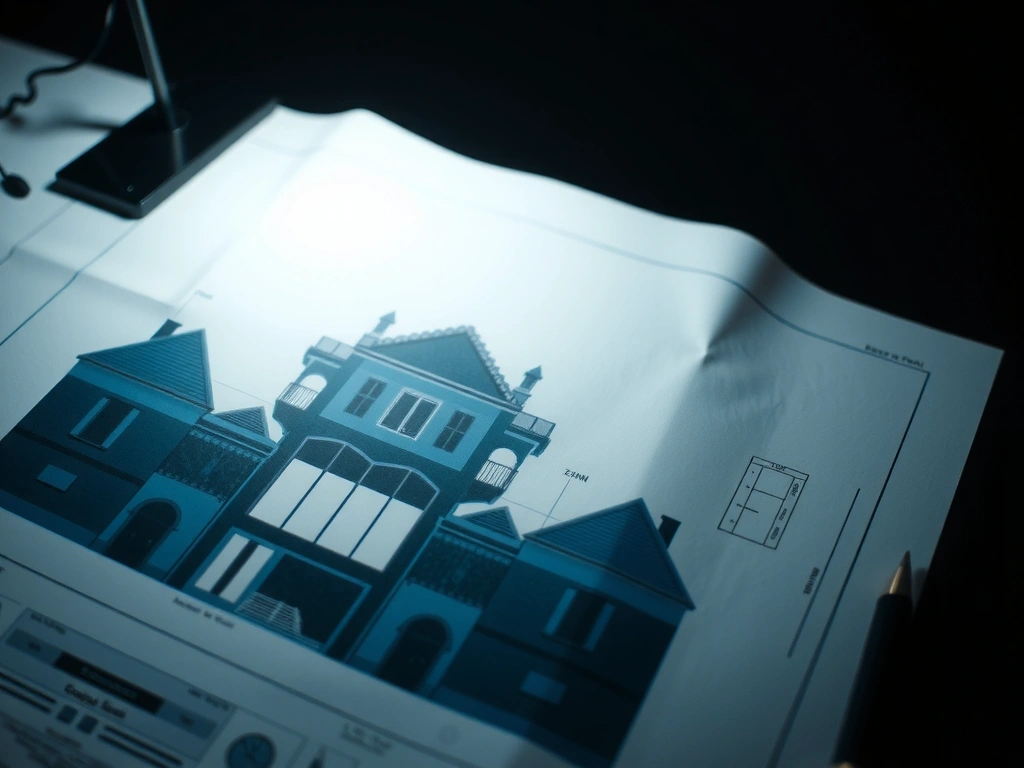 Plano técnico de construcción con anotaciones de privacidad